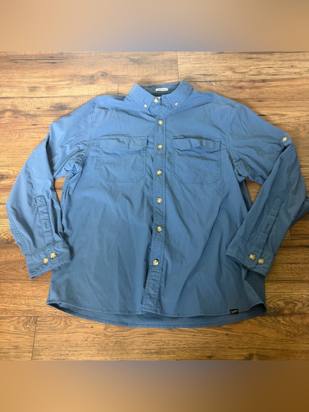 Duluth Untucked Classic Blue Long-Sleeve Button-Up Shirt Mens Large NWOT